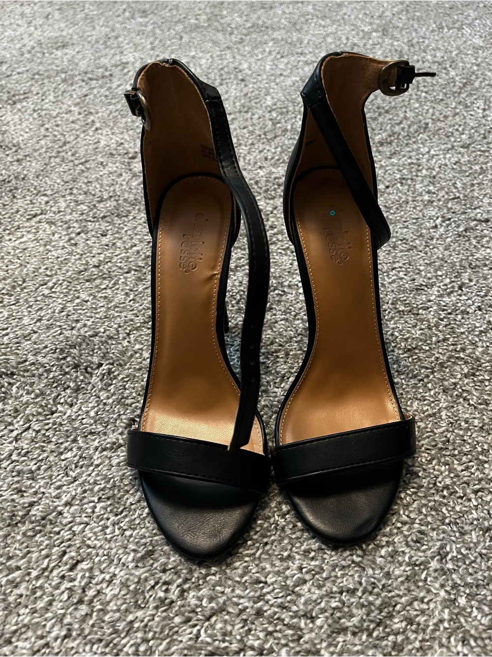 Charlotte Russe Black Ankle-Strap Stiletto Heels